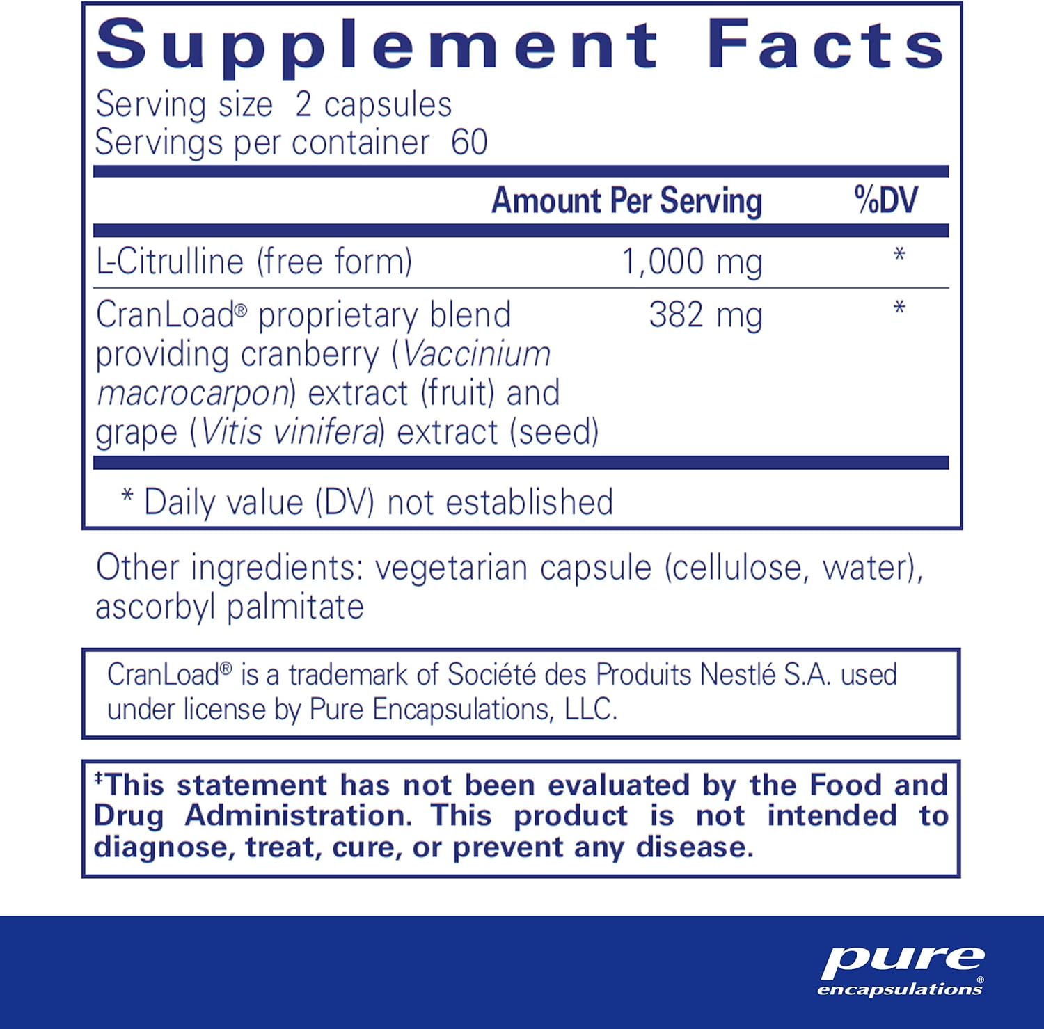 Nitric Oxide Ultra Capsules - Supports Healthy Blood Flow & Vascular Health - with L-Citrulline & CranLoad - 120 Capsules
