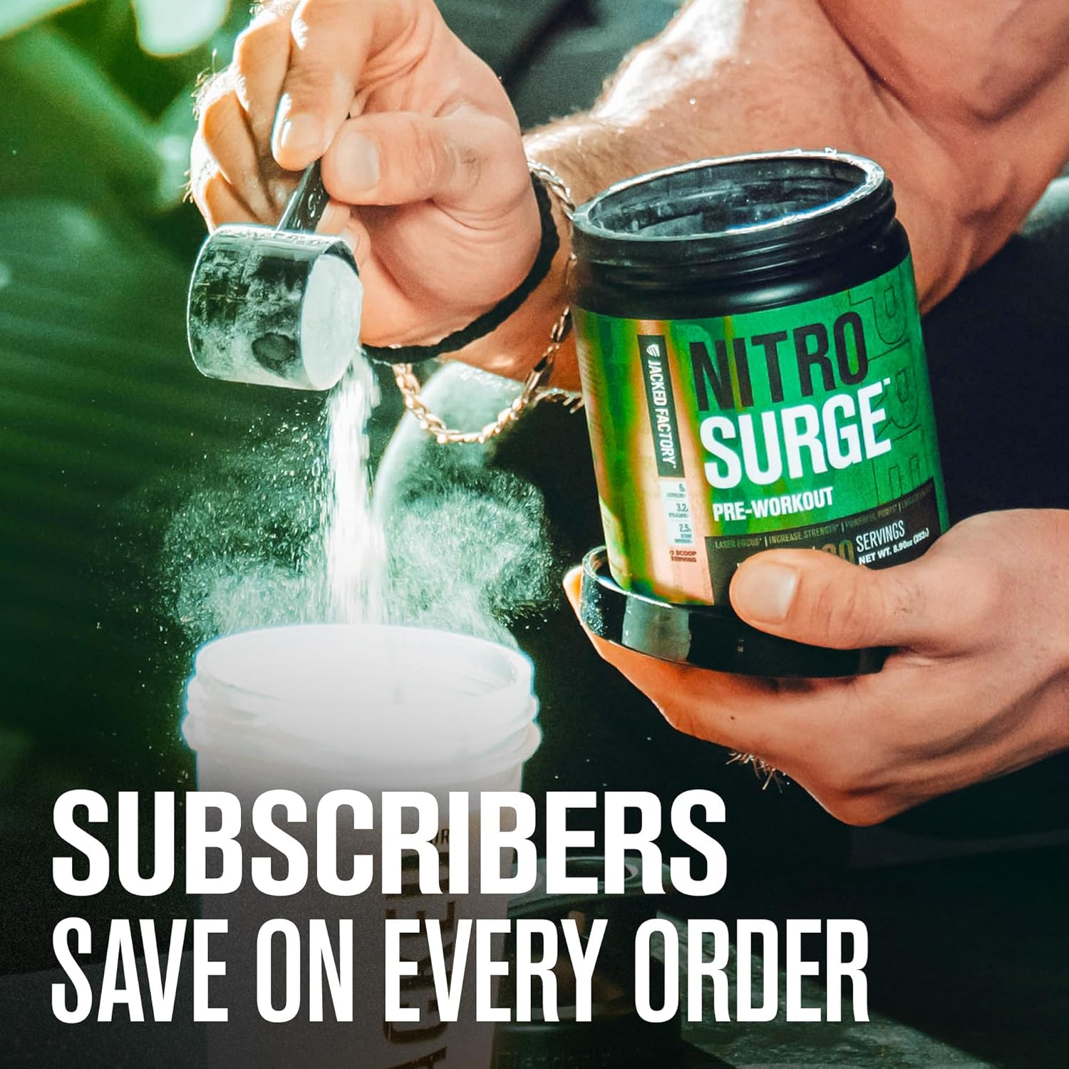 NITROSURGE Pre Workout Supplement: Energy Booster, Strength Gains, Focus, Pumps - NO Booster Powder - 60 Servings