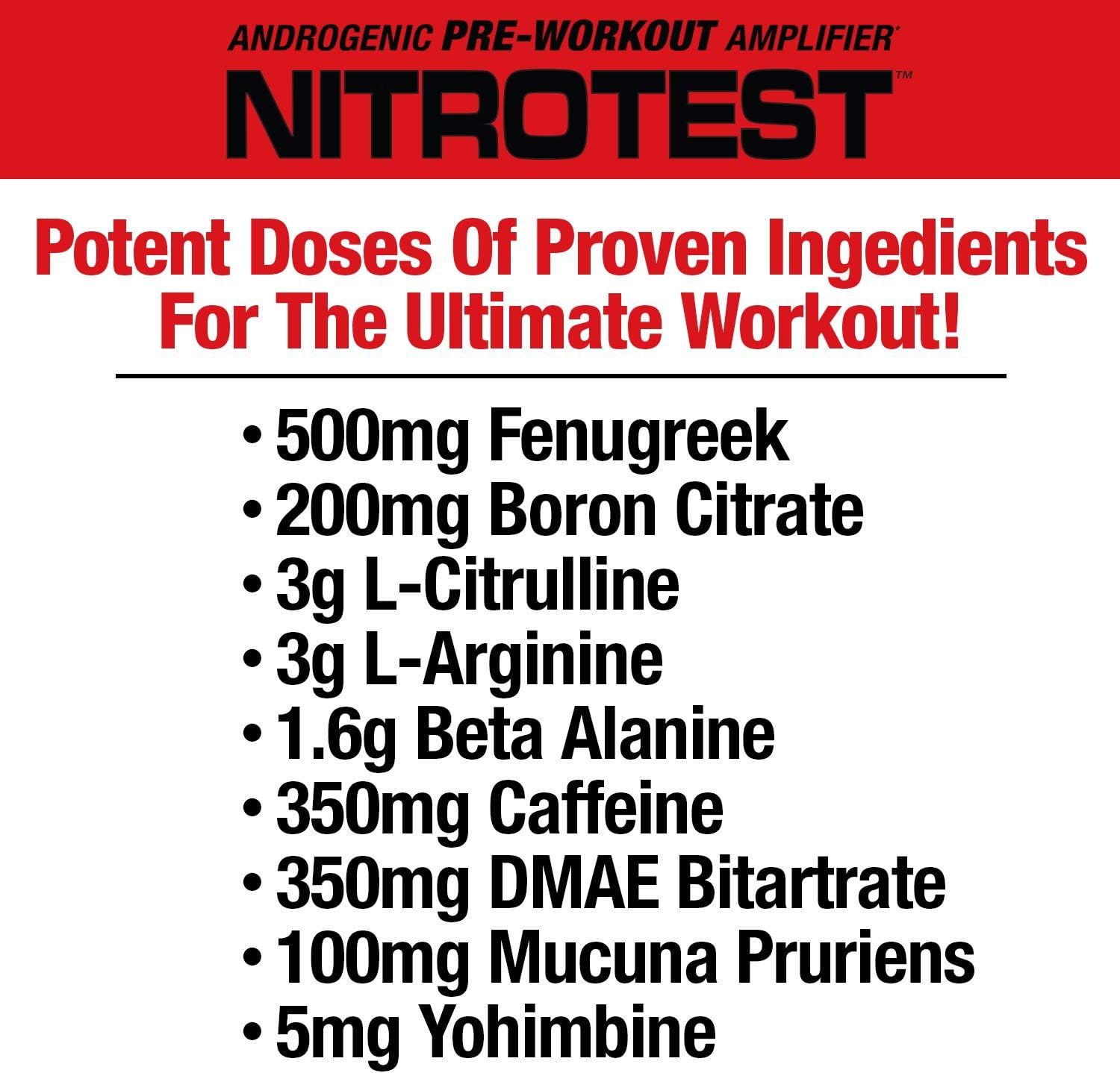 Nitrotest Pre-Workout Supplement Drink by MuscleMeds - Boost Nitric Oxide & Testosterone - Watermelon Flavor - 30 Servings - 1.03lb
