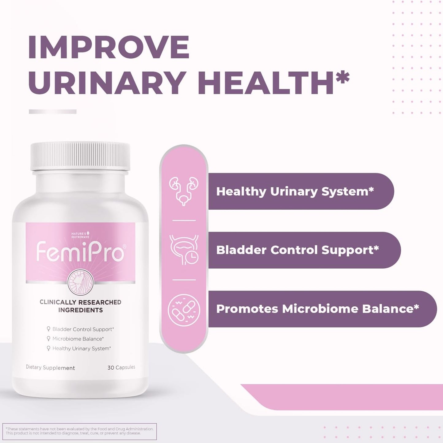 Non-GMO Bladder Control Supplements for Women & Men, Natural Herb & Probiotic Blend, Supports Urinary Health - 30 Capsules, Made in USA