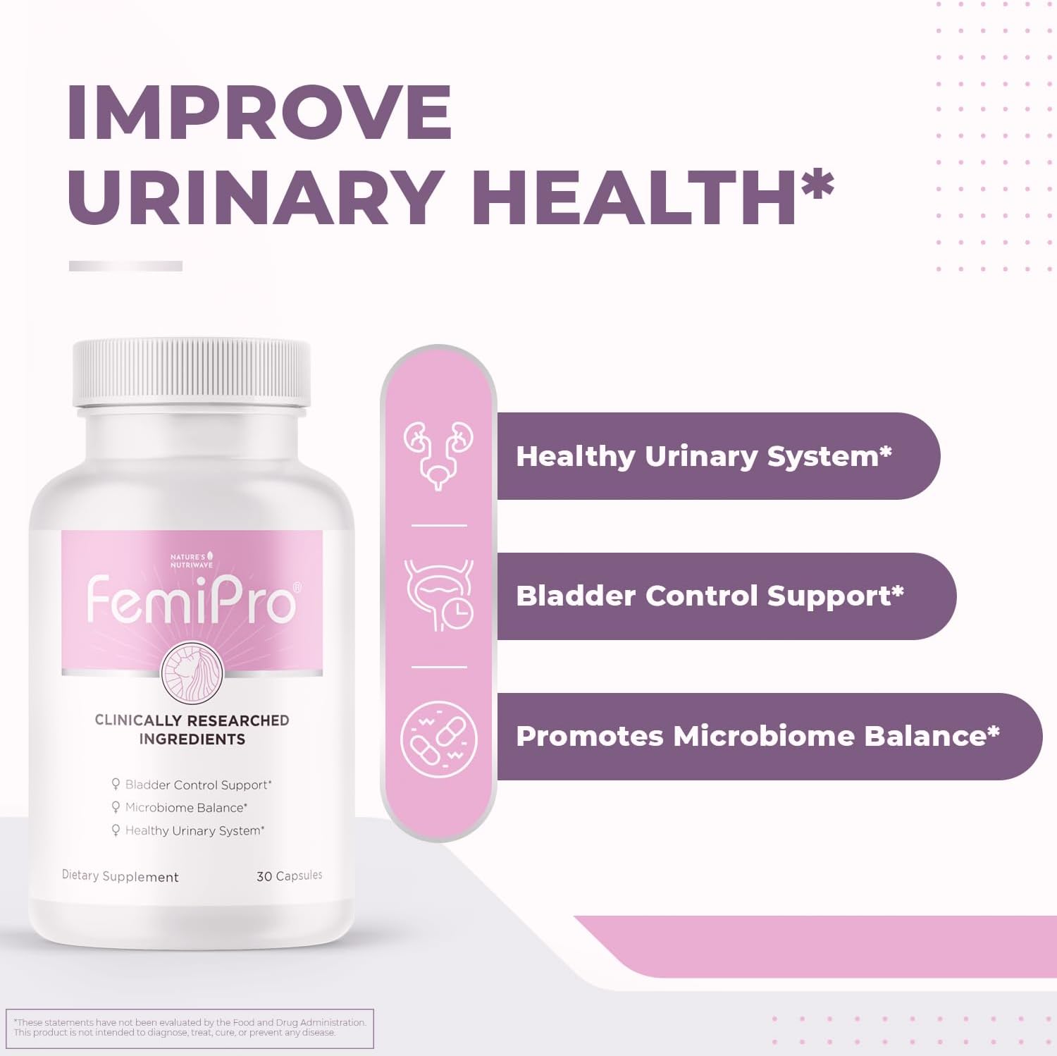 Non-GMO Bladder Control Supplements for Women & Men, Natural Herb & Probiotic Blend, Supports Urinary Health - 30 Capsules, Made in USA