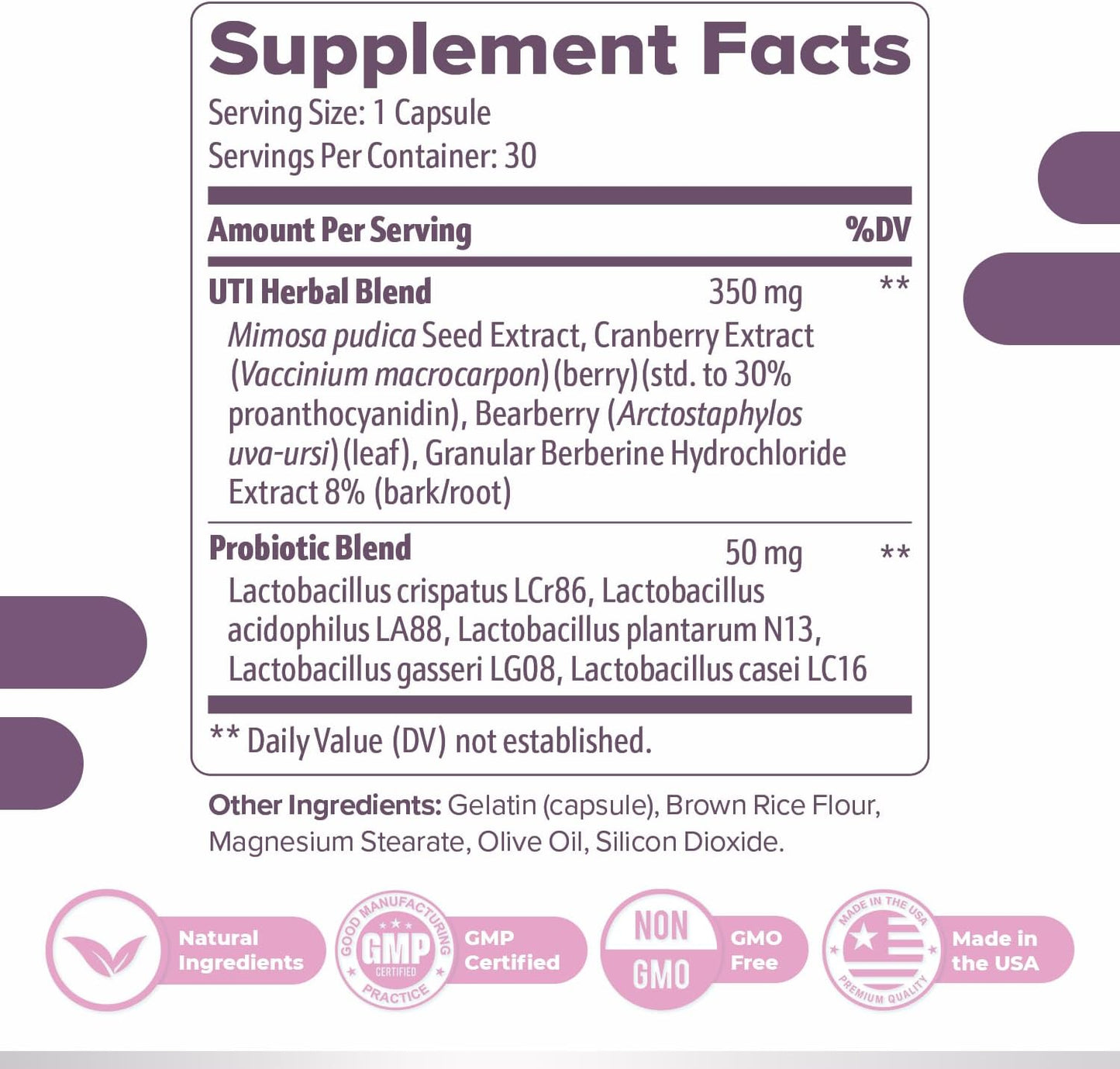 Non-GMO Bladder Control Supplements for Women & Men, Natural Herb & Probiotic Blend, Supports Urinary Health - 30 Capsules, Made in USA