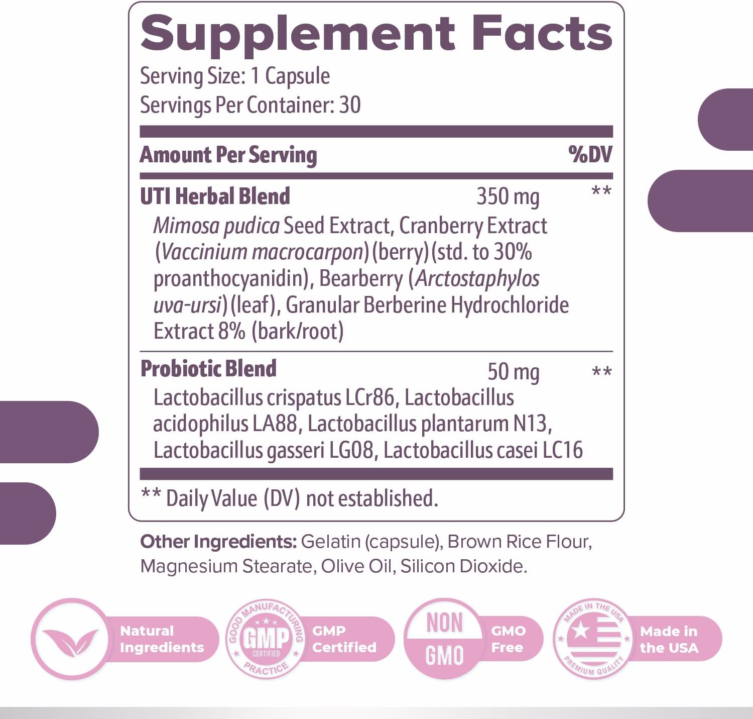 Non-GMO Bladder Control Supplements for Women & Men, Natural Herb & Probiotic Blend, Supports Urinary Health - 30 Capsules, Made in USA