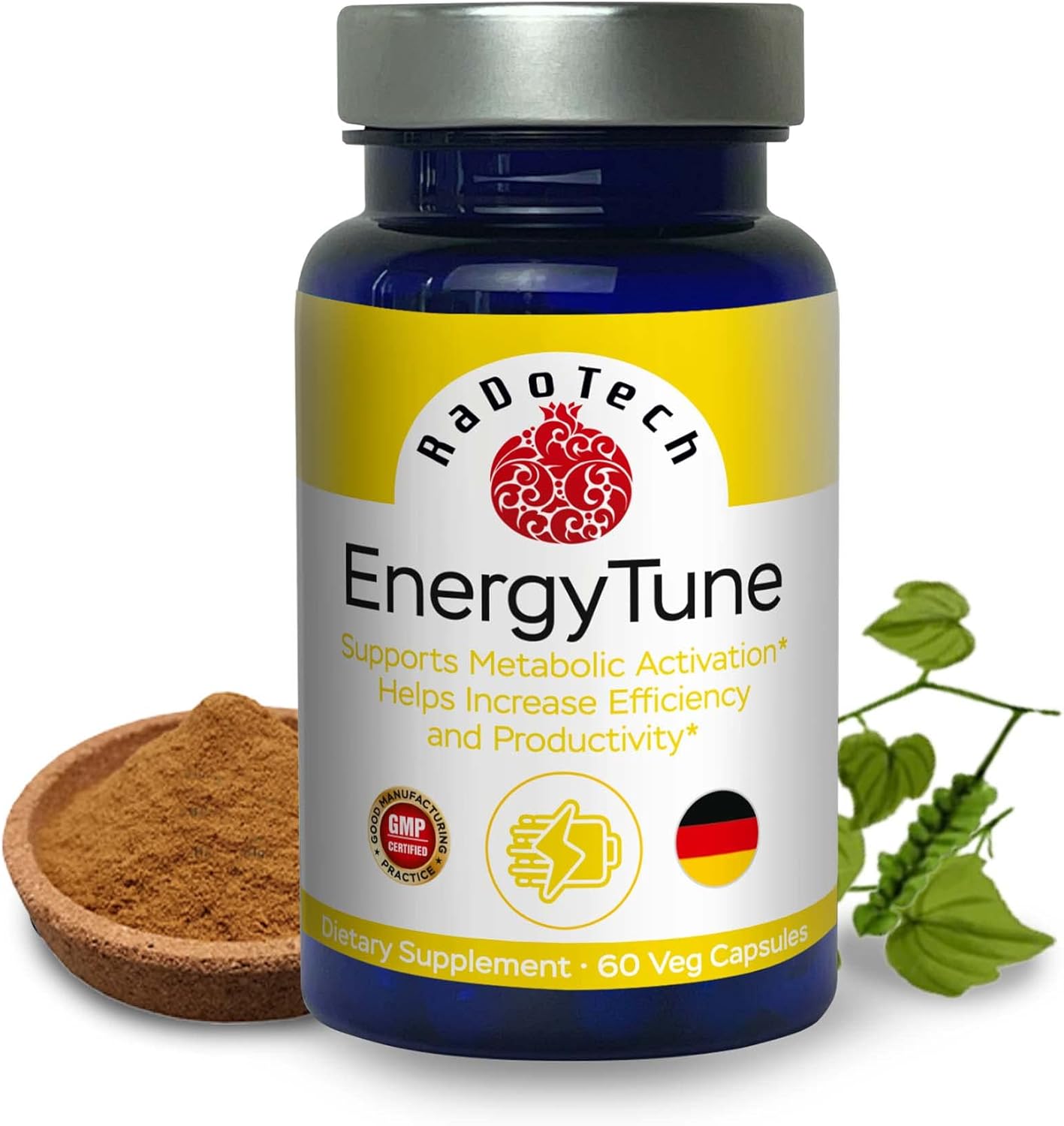 Non-GMO EnergyTune Supplements for Nutrient Absorption and Immune Support - Gluten Free, Vegetarian - Veg Capsules