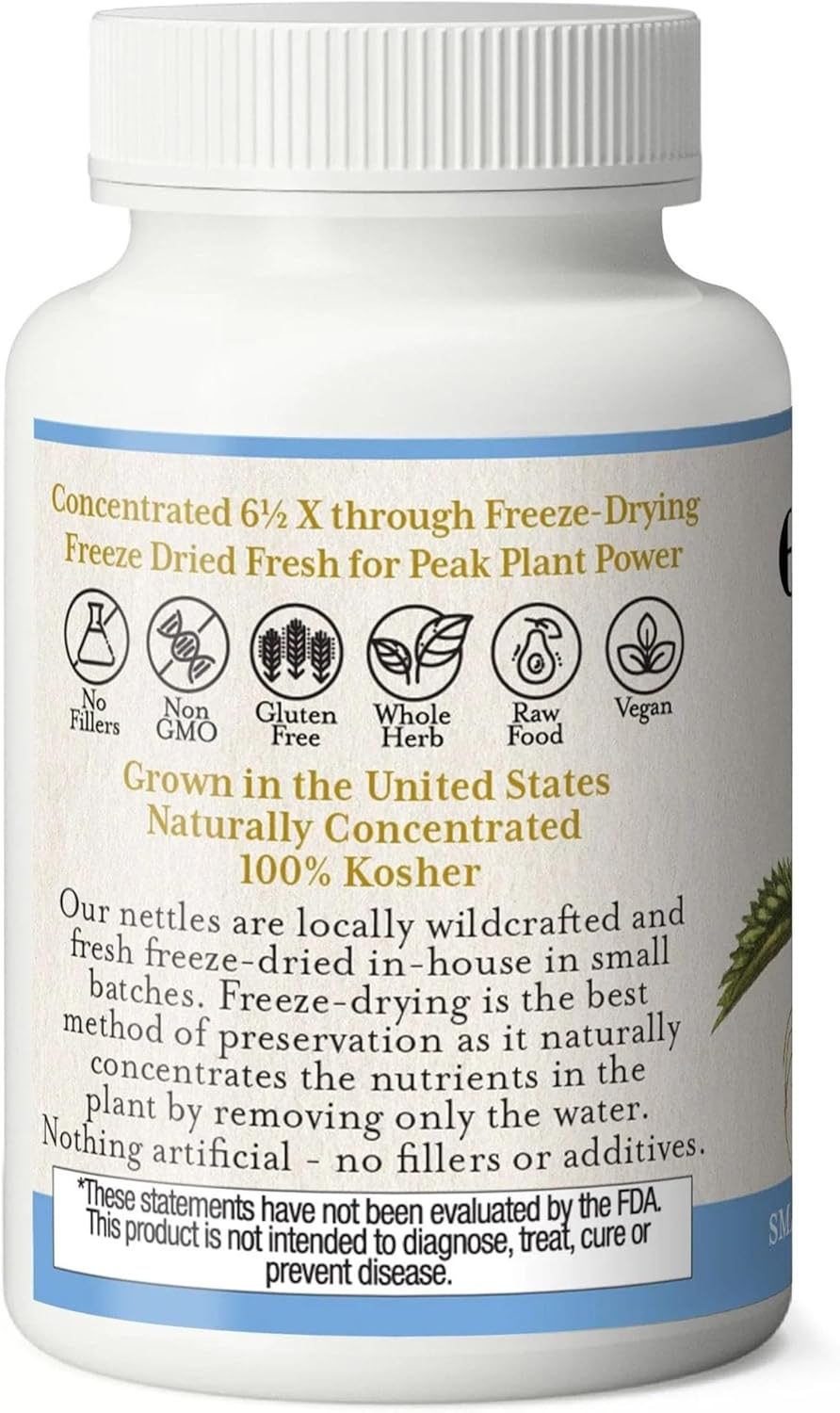 Non-GMO Freeze-Dried Nettle Root Capsules for Prostate and Urinary Tract Support - 90 Count