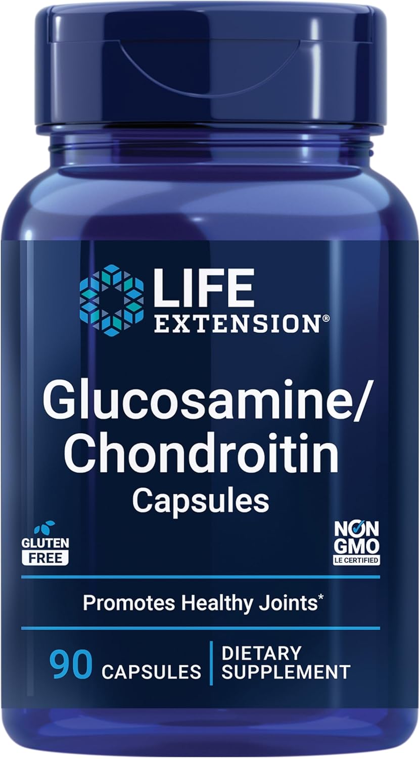 Non-GMO Gluten-Free Life Extension Glucosamine/Chondroitin Capsules - 90 Capsules for Joint and Cartilage Support