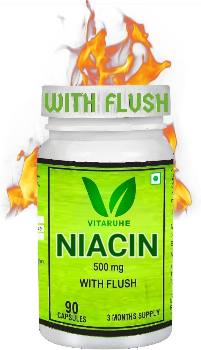 Non-GMO Gluten Free Vitamin B3 Niacin (Nicotinic Acid) with Flush - 90 Capsules