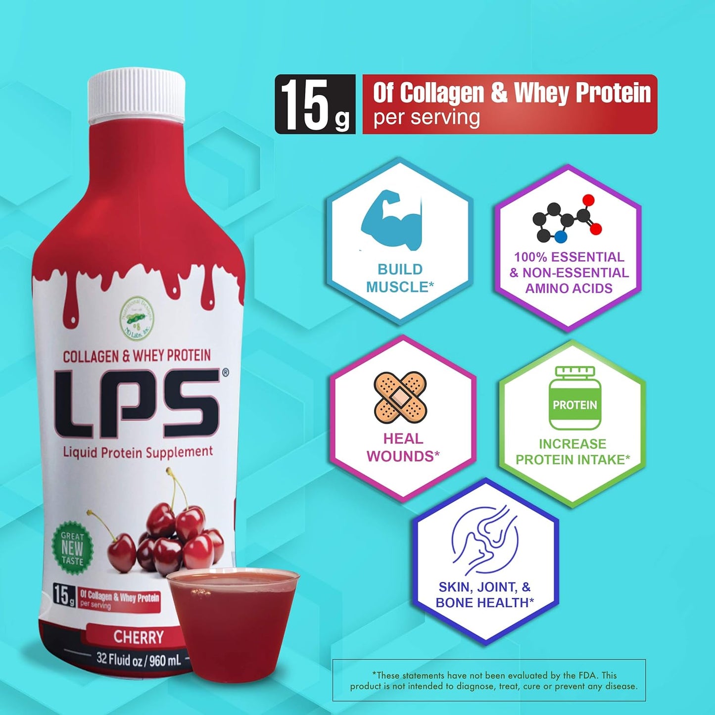 Non-GMO Grape Liquid Collagen & Whey Protein Supplement Drink - Sugar-Free Skin & Hair Health Support for Men & Women - 25 Single Serve Packets