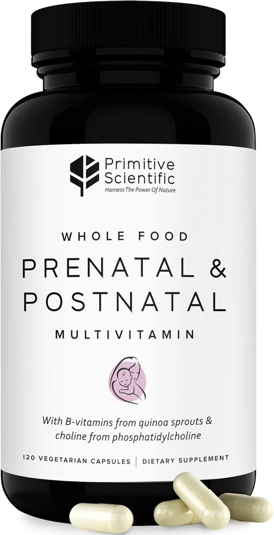 Non-GMO Prenatal and Postnatal Multivitamin for Women with Vitamins A, B, C, D, E, Iodine, Ginger - Mother & Baby Support - Gluten-Free (120ct)