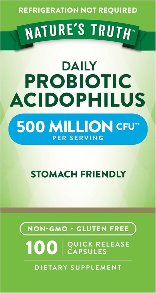Non-GMO Probiotic Capsules for Men and Women | 500 Million CFU | 100 Count Bottle | Gluten-Free Supplement