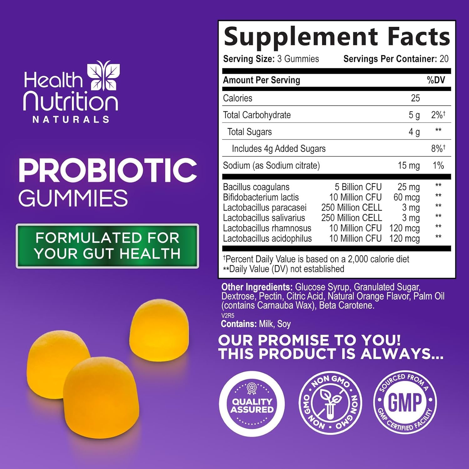 Non-GMO Probiotic Gummies for Digestive Health - 5 Billion CFU Probiotics for Men & Women - Immune, Vaginal, & Gut Support - 60 Gummies