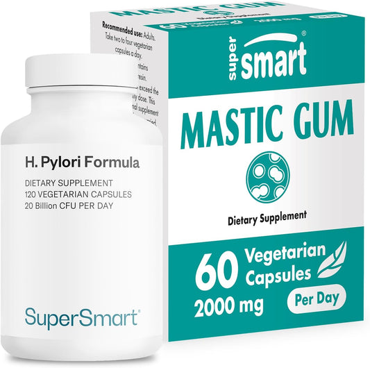 Non-GMO Probiotic L. Reuteri Bundle for H. Pylori - 60x2 & 120 Capsules - Gluten-Free Vegetarian Formula with Mastic Gum