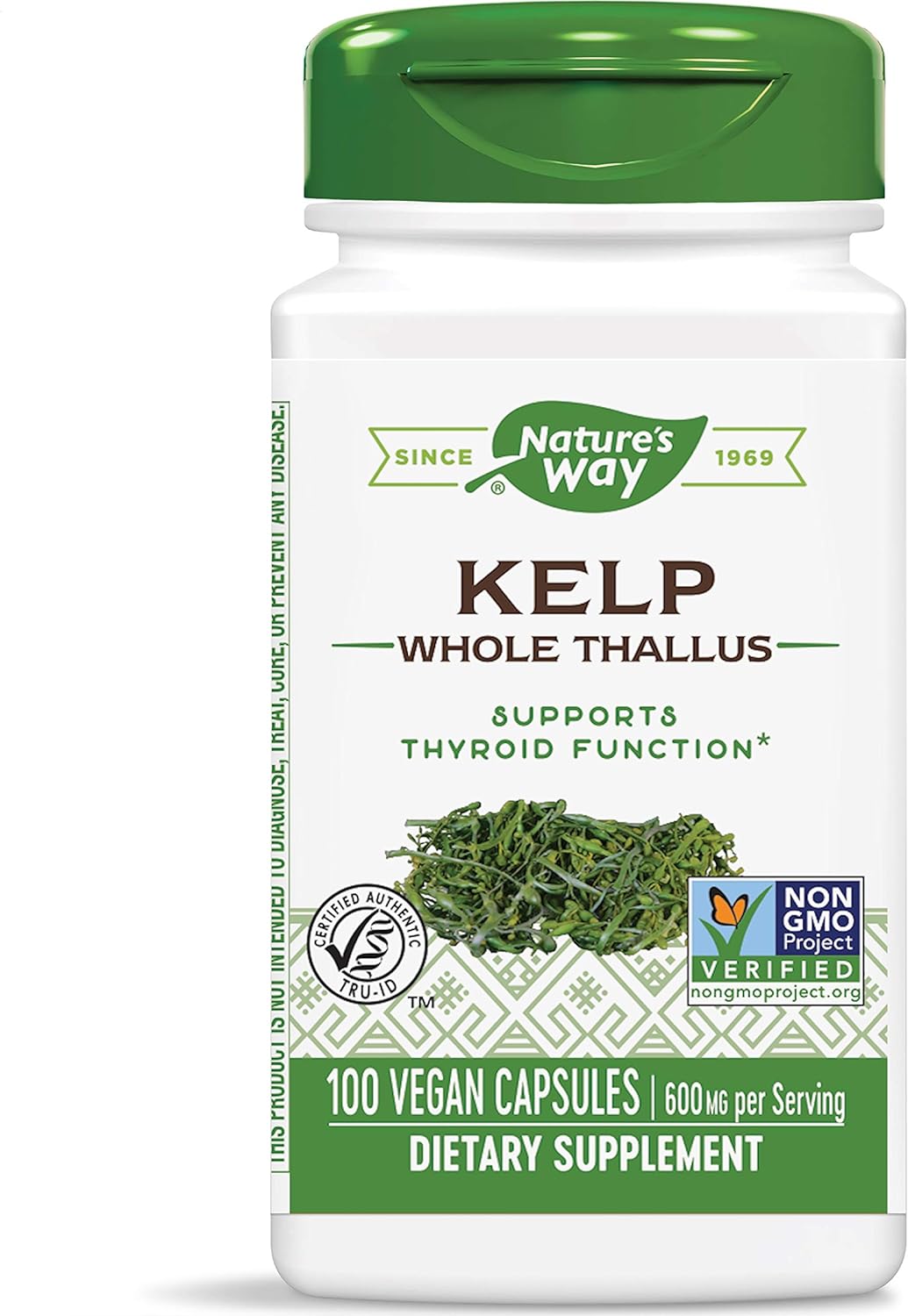 Non-GMO Project Verified Nature's Way Kelp Capsules - 600 mg, Gluten Free, Vegetarian - 100 Count