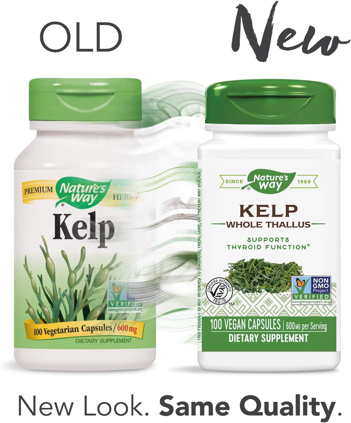 Non-GMO Project Verified Nature's Way Kelp Capsules - 600 mg, Gluten Free, Vegetarian - 100 Count