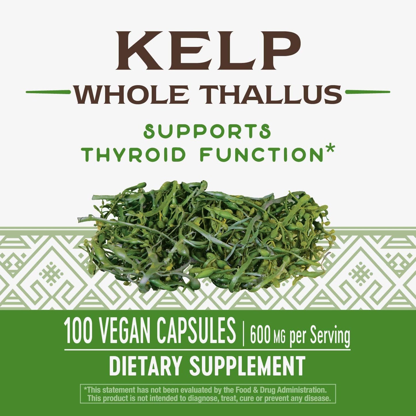 Non-GMO Project Verified Nature's Way Kelp Capsules - 600 mg, Gluten Free, Vegetarian - 100 Count