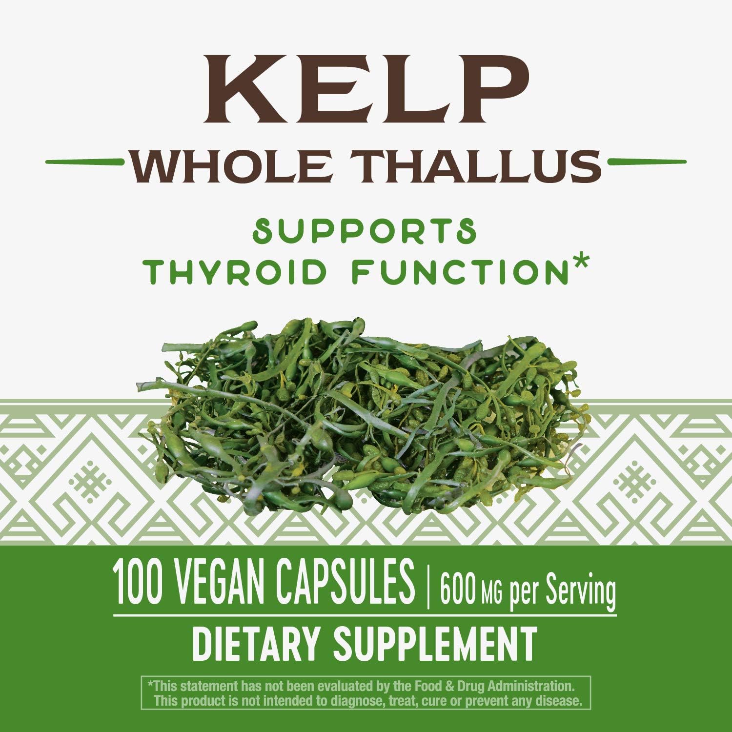 Non-GMO Project Verified Nature's Way Kelp Capsules - 600 mg, Gluten Free, Vegetarian - 100 Count