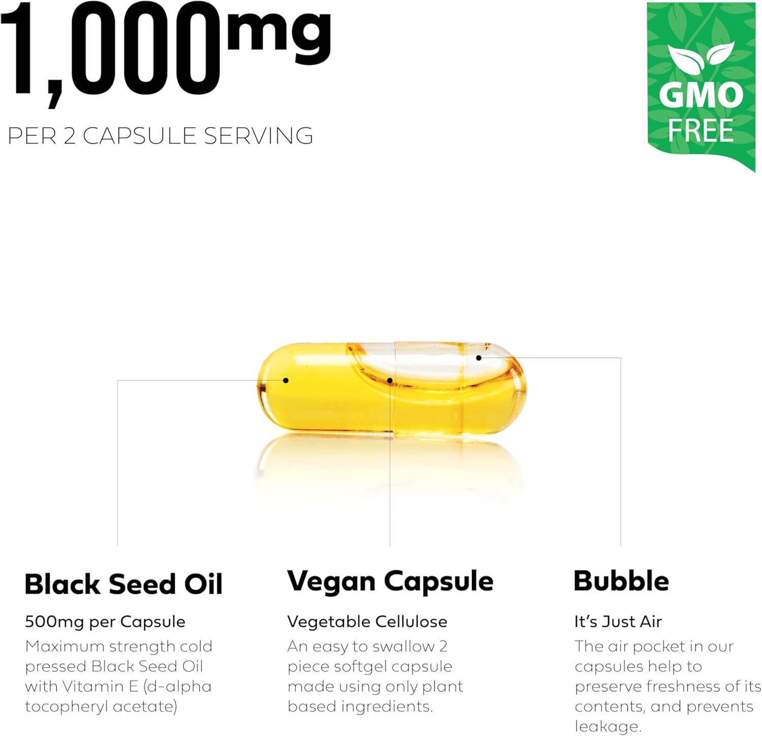 Non-GMO Vegan Black Seed Oil Capsules for Digestion, Joints, Hair & Skin - Cold-Pressed Nigella Sativa - 500mg - Super Antioxidant from Better Place Organics