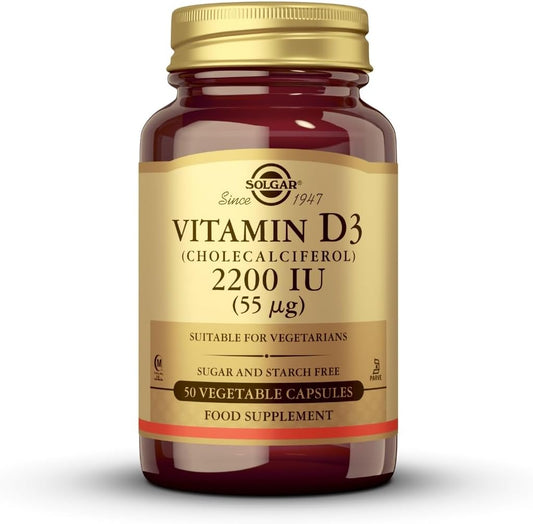 Non-GMO Vitamin D3 (Cholecalciferol) 55 mcg (2200 IU) Capsules - 50 Servings, Gluten Free & Kosher