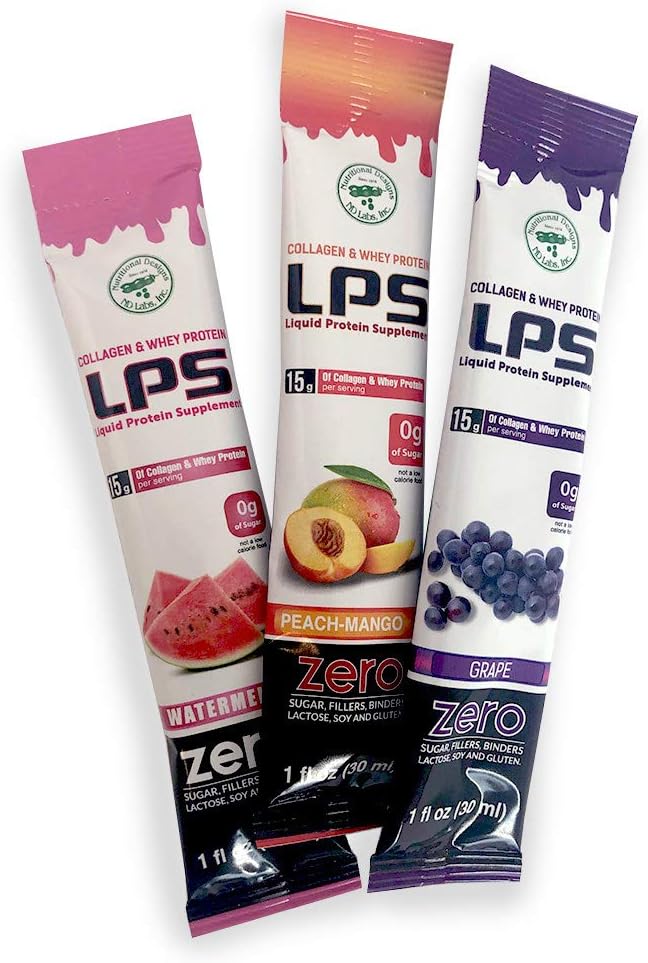 Non-GMO Watermelon LPS Liquid Collagen & Whey Protein Supplement - Sugar-Free, Healthy Skin & Hair for Men & Women - 100 Packets