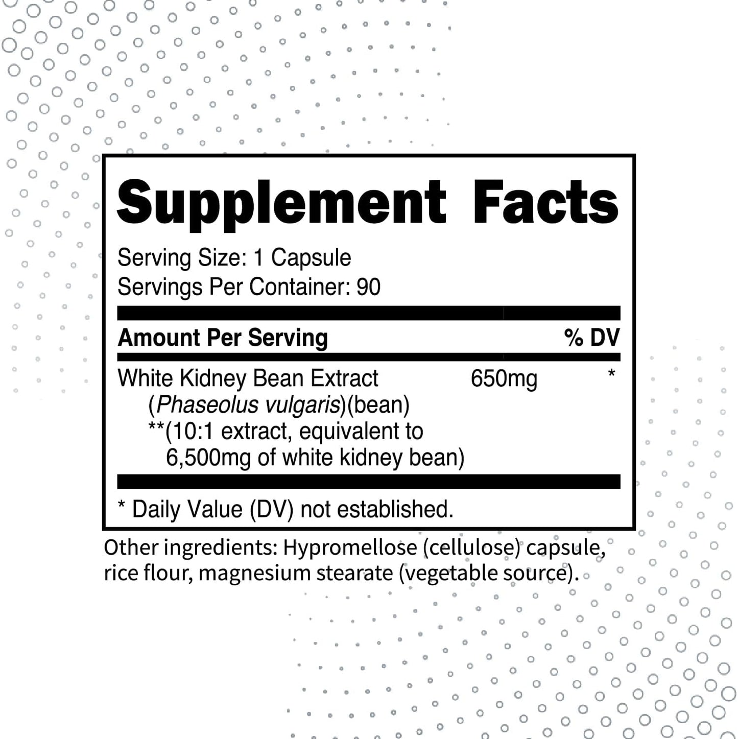Non-GMO White Kidney Bean Capsules - 6,500 MG Per Serving (90 Count), Gluten Free & Clean Formula