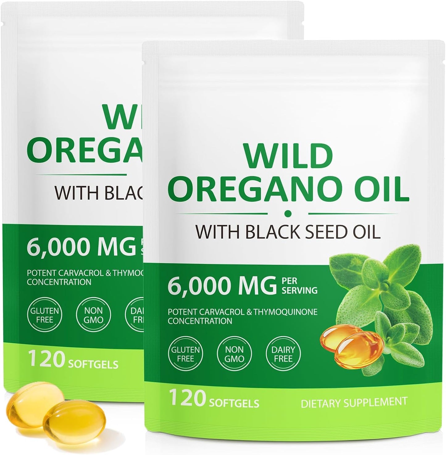 Non-GMO Wild Oregano Oil Capsules - 240 Softgels (2 Bags), Gluten-Free - BoostGo Australia