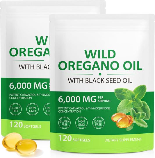 Non-GMO Wild Oregano Oil Capsules - 240 Softgels (2 Bags), Gluten-Free - BoostGo Australia
