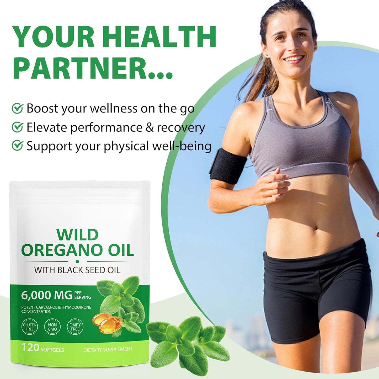 Non-GMO Wild Oregano Oil Capsules - 240 Softgels (2 Bags), Gluten-Free - BoostGo Australia
