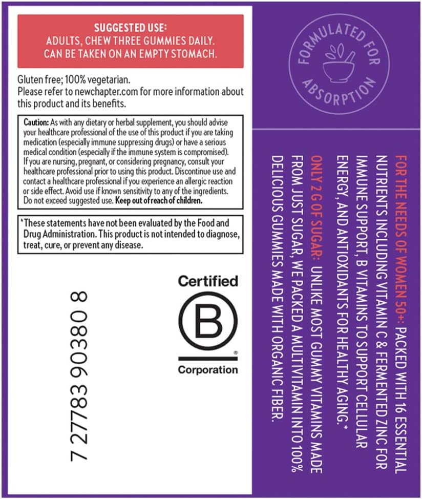 Non-GMO Women's 50+ Multivitamin Gummies with Vitamin C, B Vitamins, and Zinc - Berry Citrus Flavored - 90 Count