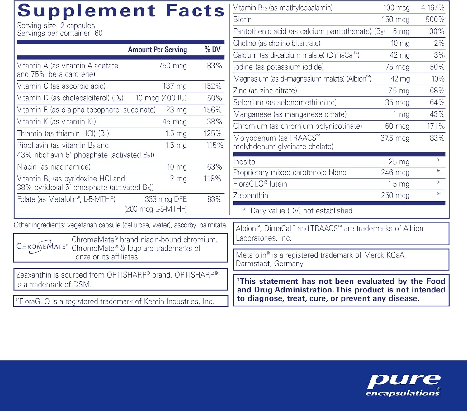 Non-Iron Kids & Teens Multivitamin with Calcium, Vitamin D3, and Vitamin C - 120 Capsules - Non-GMO & Vegetarian Formula from Pure Encapsulations