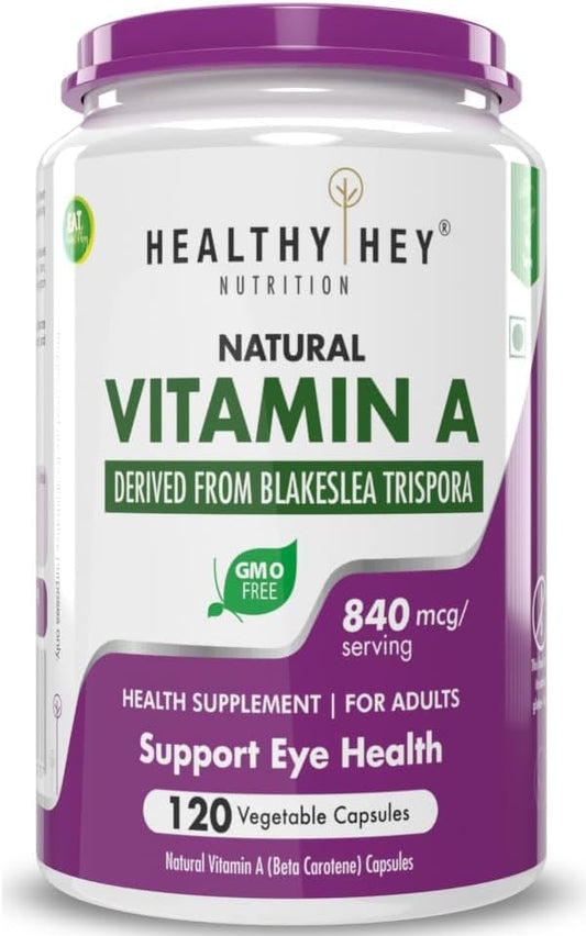 Non-Synthetic Natural Vitamin A from Beta Carotene - 120 Veg Capsules | Non-GMO Formula