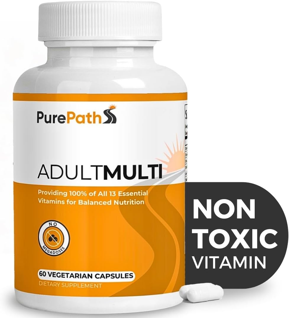 Non-Toxic Adult Multivitamin with B6 & B12 - 100% RDA - Optimal Energy & Focus - 60 Capsules