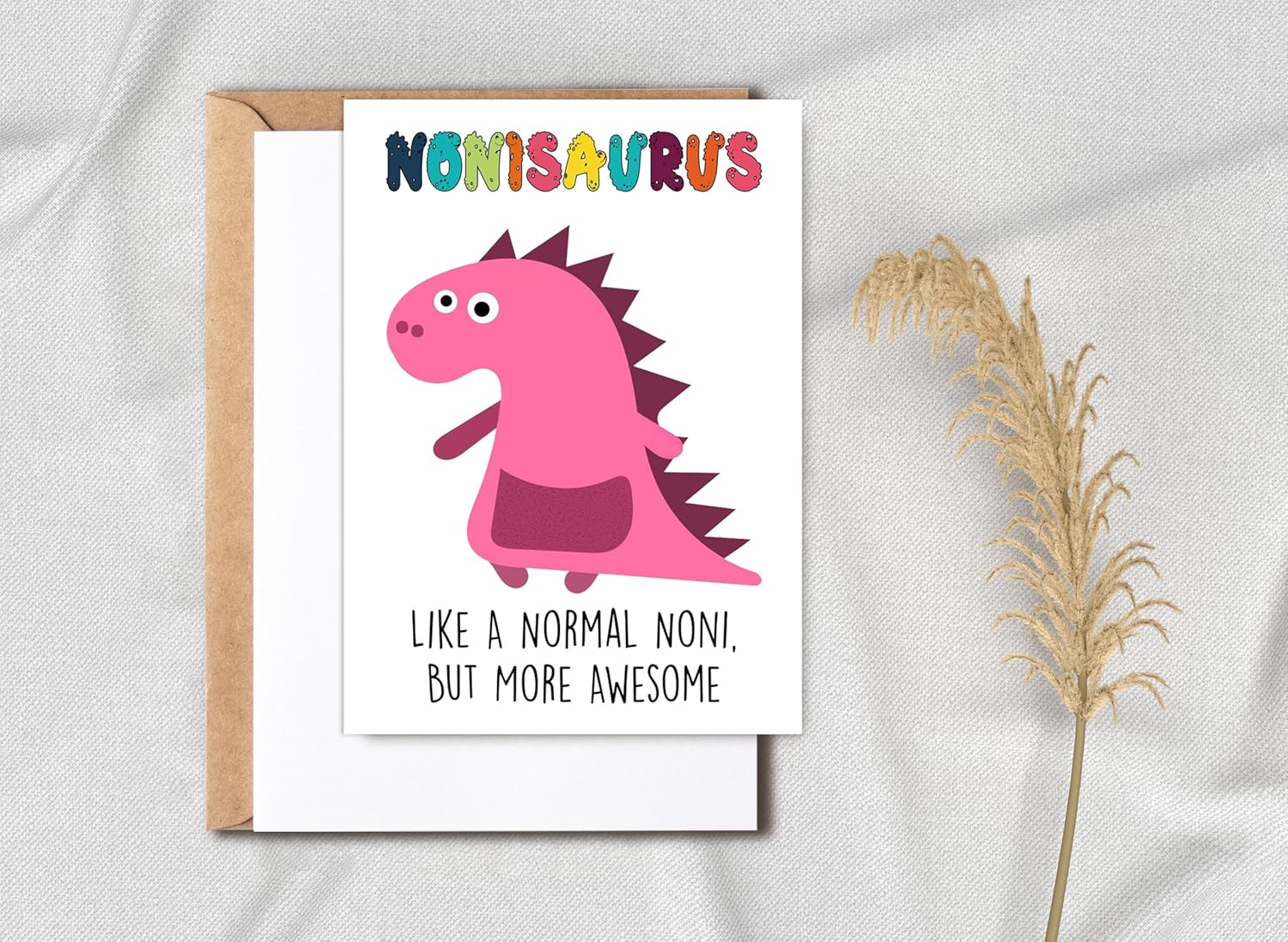 Noni Dinosaur Birthday Card - Nonisaurus Mother's Day Gift - GreenStar Happy Birthday Card for Noni - Unique Card for Grandma