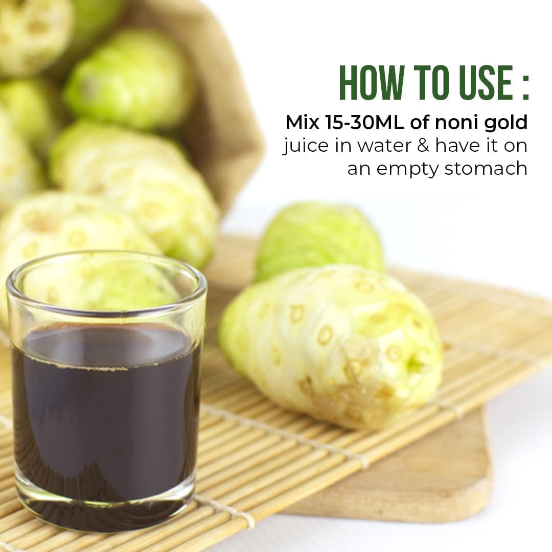 Noni Gold Juice Concentrate with Garcinia, Aloe Vera, Amla, Ashwagandha, Grape Seed Extract - Pack of 3 (400ml each) by Pure Nutrition