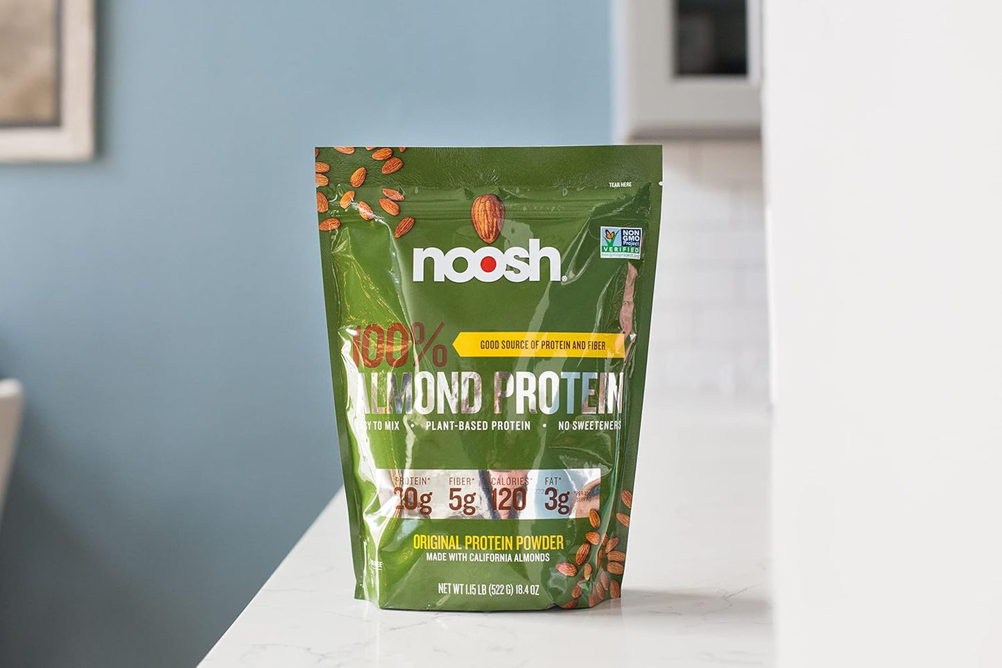 NOOSH Almond Protein Powder 35g - Plant Based, Vegan, Non-GMO, Gluten Free, Kosher, Peanut/Soy/Dairy Free