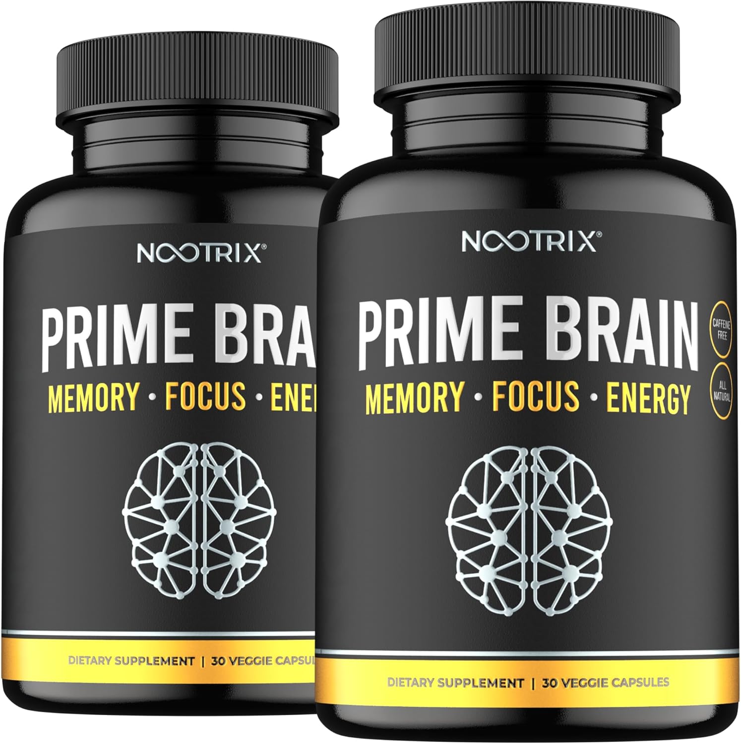 Nootrix Prime Brain Supplement for Men & Women - Memory, Clarity, Cognitive Improvement - Energy & Mood Booster with Ginkgo Biloba, Lion's Mane, L Theanine - 60 Count