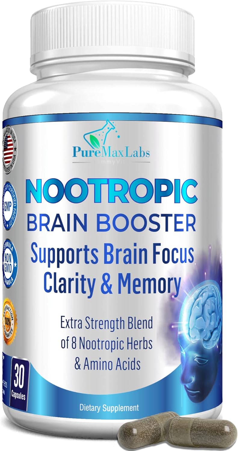 Nootropic Brain Booster Supplement with Ginkgo Biloba & Bacopa Monnieri - Memory Support - 30 Capsules