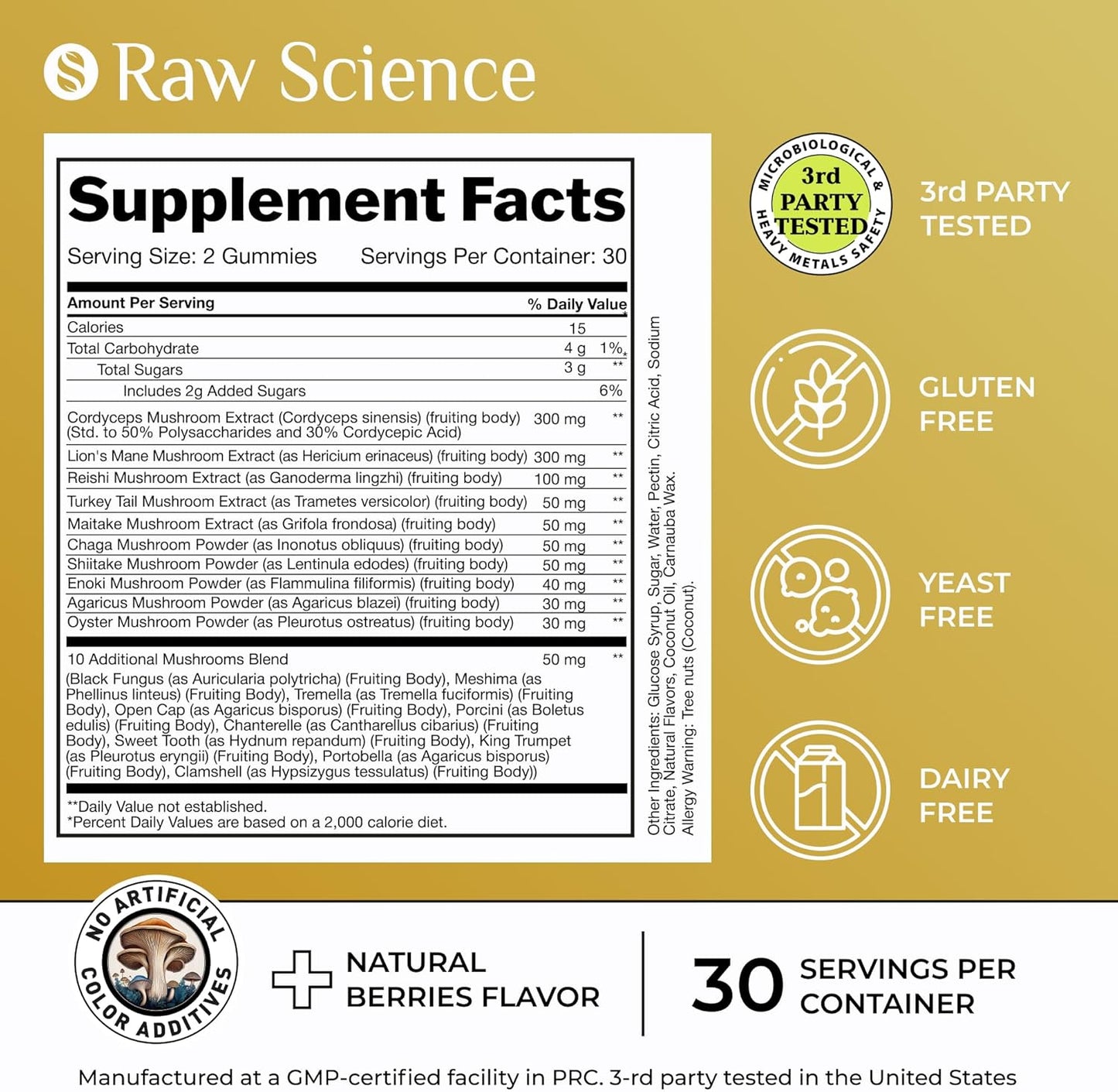 Nootropic Brain Supplement Gummies with Lion's Mane & Mushrooms Complex - Memory & Focus Support - 60 Count