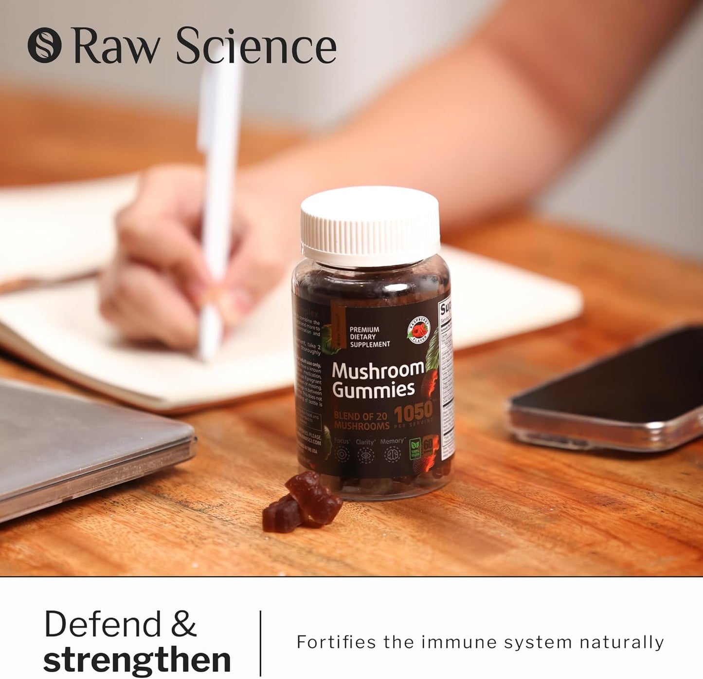 Nootropic Brain Supplement Gummies with Lion's Mane & Mushrooms Complex - Memory & Focus Support - 60 Count