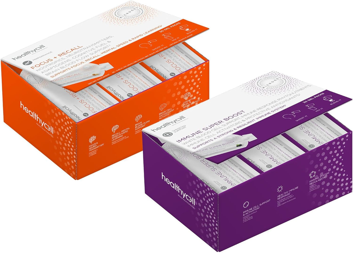 Nootropic & Immune Support Liquid Bundle - Enhanced Focus, Recall, and Immune System - 30 Gel Packs x 2