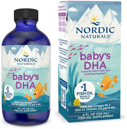 Nordic Naturals Baby DHA Supplement for Brain and Vision Development - Unflavored, 4 oz - Non-GMO Formula with Omega-3 and Vitamin D3