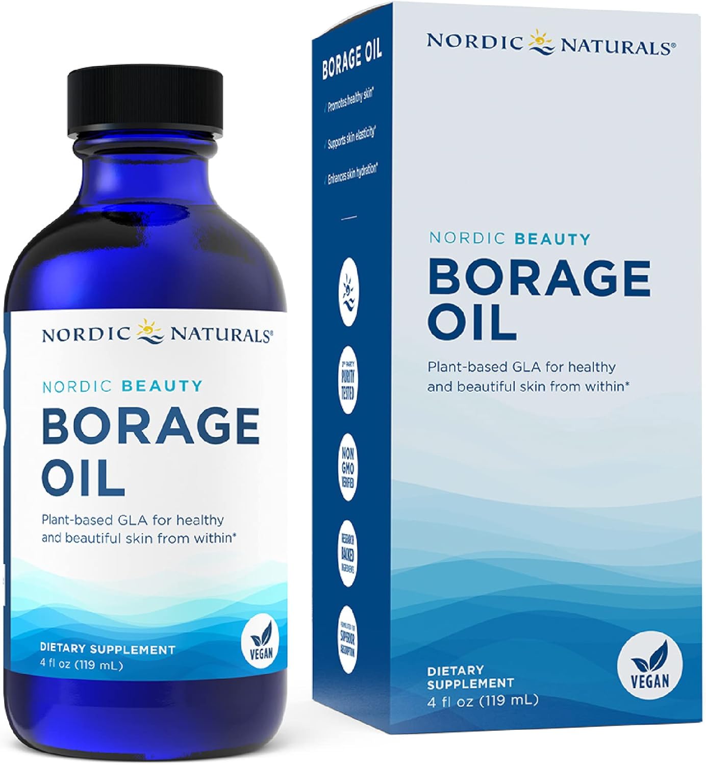 Nordic Naturals Borage Seed Oil for Healthy Skin - 4 oz Unflavored - Omega-6 GLA Supplement - Non-GMO Vegan - 48 Servings