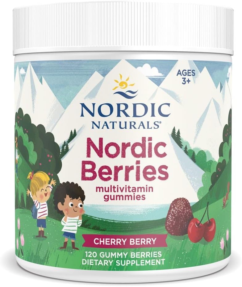 Nordic Naturals Cherry Berry Gummy Berries - 120 Count - Multivitamin for Ages 2+ - Growth & Development - Non-GMO - Vegetarian - 30 Servings