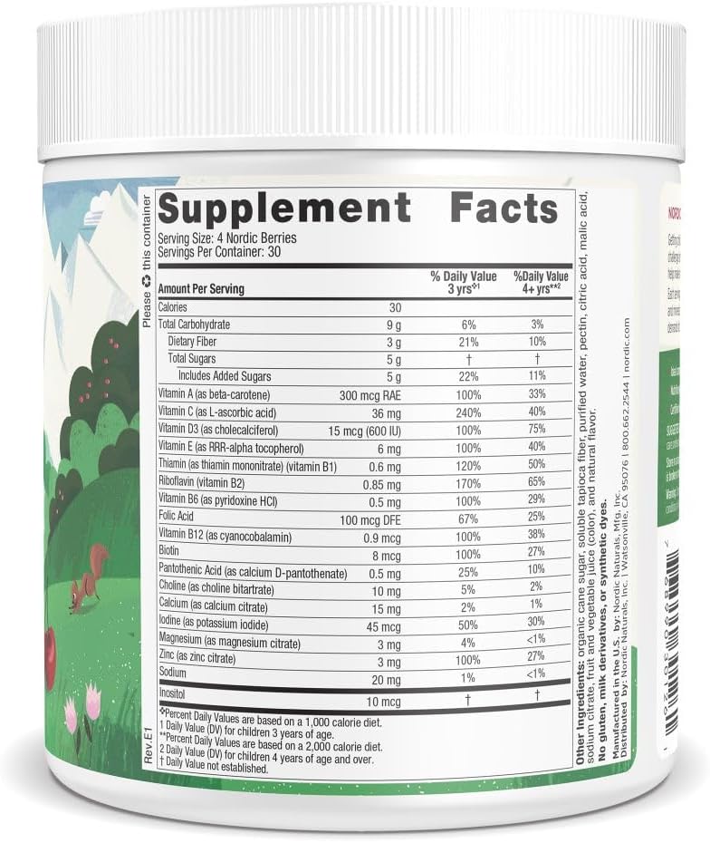 Nordic Naturals Cherry Berry Gummy Berries - 120 Count - Multivitamin for Ages 2+ - Growth & Development - Non-GMO - Vegetarian - 30 Servings