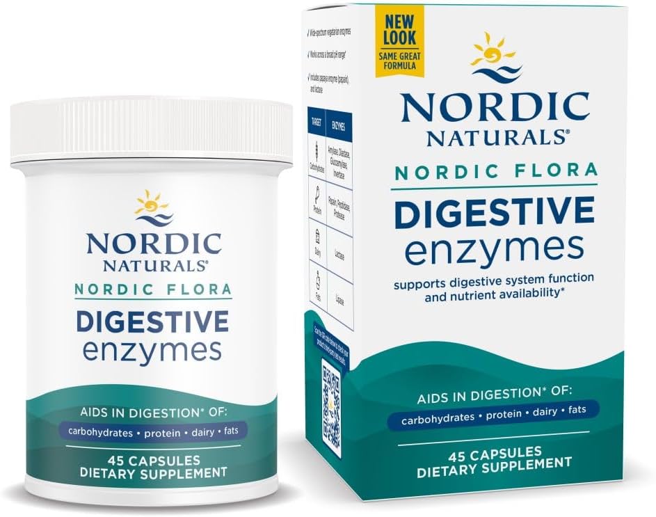Nordic Naturals Digestive Enzymes Capsules - 45 Servings - Non-GMO, Supports Digestive Function and Nutrient Absorption