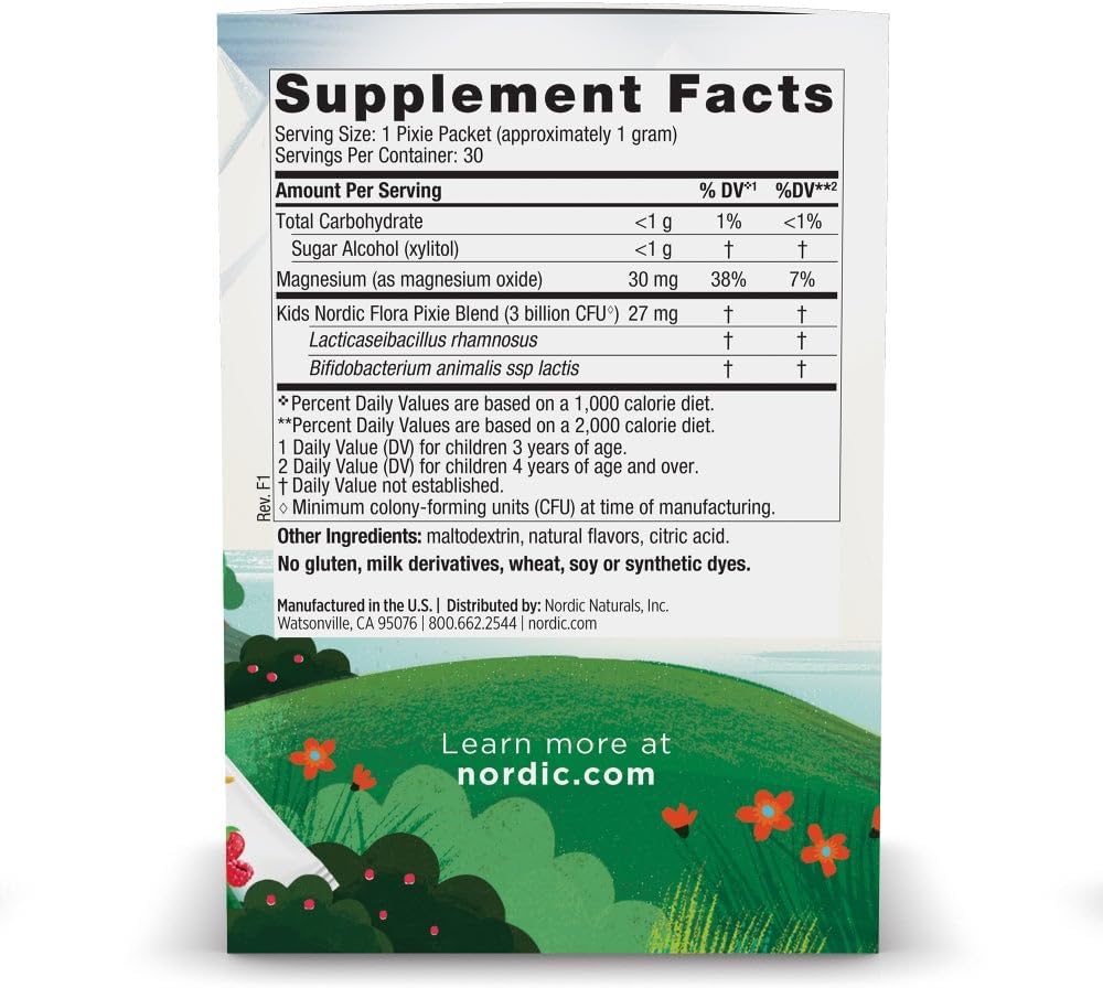 Nordic Naturals Kids Probiotic Pixies, Mixed Berry - 30 Packets - 3 Billion CFU - Digestive & Immune Support - Non-GMO & Vegan - 30 Servings