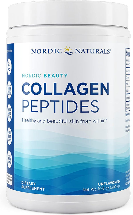 Nordic Naturals Nordic Beauty Collagen Peptides, Unflavored - 10.6 oz - Skin Health & Elasticity - Hot & Cold Beverage Supplement - 30 Servings