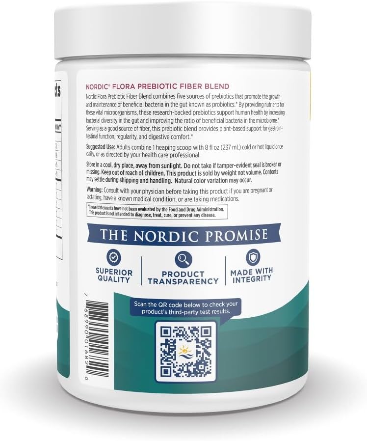 Nordic Naturals Nordic Flora Prebiotic Powder - 204g - Unflavored - 30 Servings - Gut Health Support