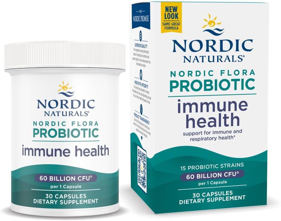 Nordic Naturals Nordic Flora Probiotic: Immune & Digestive Health Support, 30 Capsules, Vegan-Friendly