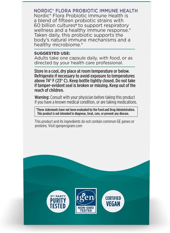 Nordic Naturals Nordic Flora Probiotic: Immune & Digestive Health Support, 30 Capsules, Vegan-Friendly