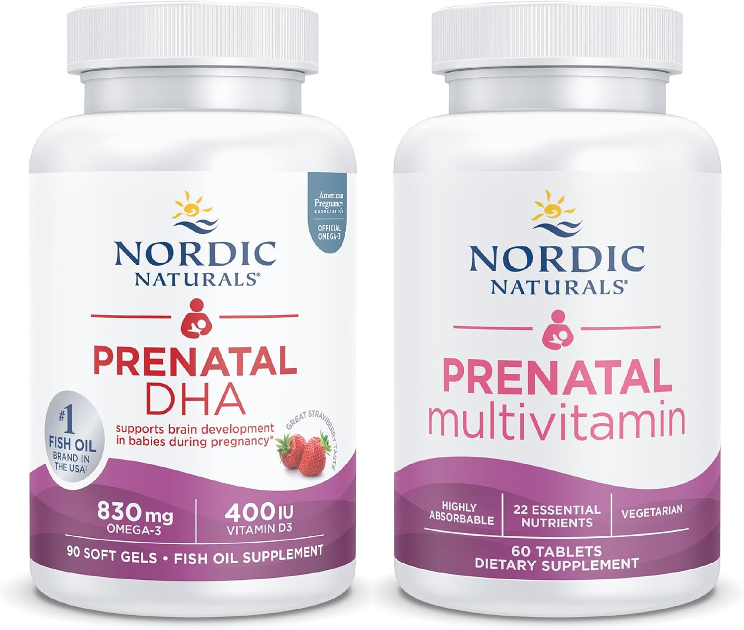 Nordic Naturals Prenatal Supplement Bundle - Prenatal DHA and Multivitamin Tablets for Expecting Mothers